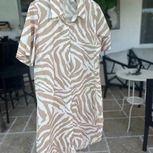 Tan and Cream Zebra Print TShirt Dress